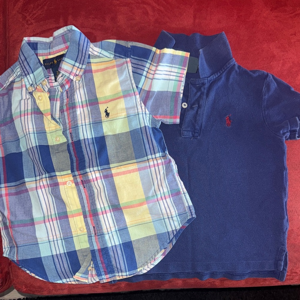 Ralph Lauren Kids Multicolor Plaid and Navy Shirts
